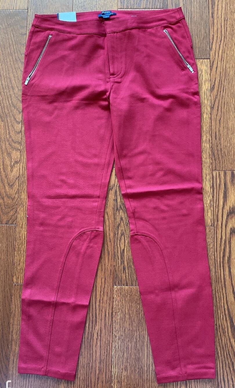 NEW TOMMY HILFIGER Women's Pants Red Premium Stretch Extensible Prestige L $65